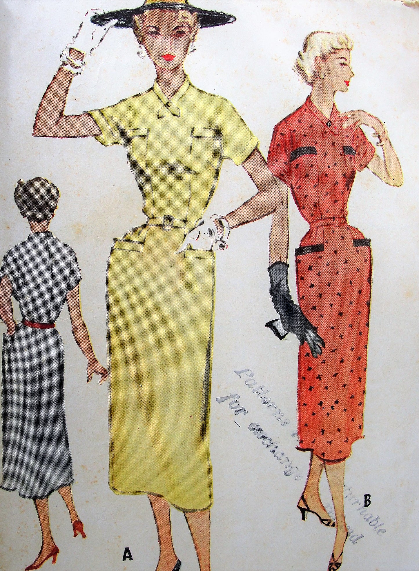 1950s STYLISH Slim Dress Pattern McCALLS 9375 Two Lovely Styles Bust 32 Vintage Sewing Pattern