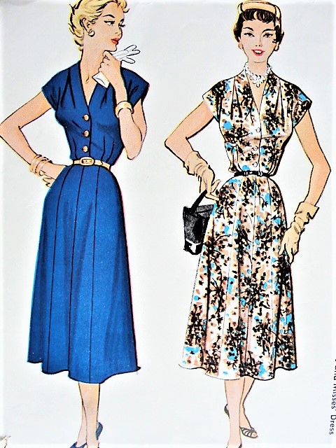 1950s LOVELY V Neckline Dress Pattern McCALLS 9640 Draped Shoulders, Bust 36 Vintage Sewing Pattern