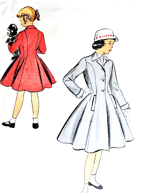 1950s PRETTY Little Girls Princess Seam Coat Pattern McCALLS 9693 Fit and Flare Childrens Coat Size 6 Vintage Sewing Pattern