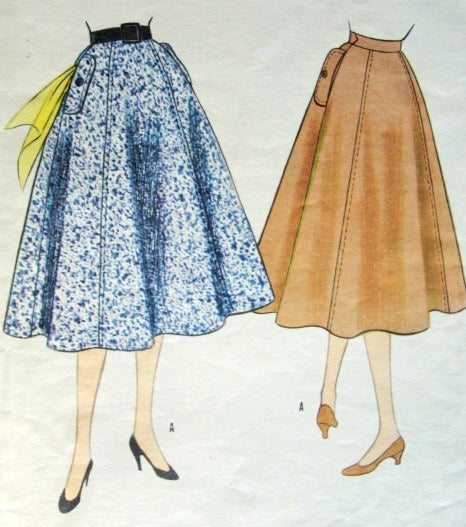 1950s Flared Skirt Pattern McCalls 3278 Waist 24 Vintage Sewing Pattern