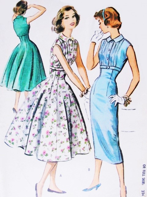 1950s ROCKABILLY Slim or Full Skirt Dress Pattern McCALLS 4009 Empire Fit and Flare Style Bust 31 Vintage Sewing Pattern
