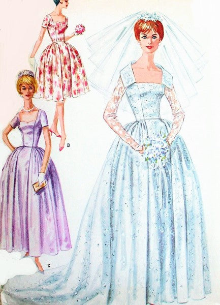 vintage bridal dress patterns 1960s Beautiful Wedding Gown Pattern Portrait or Sweethea – So Zpanxa Summer Dresses for Size:2XL (22-24) FASHIONISTA