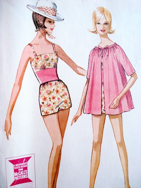 Early 60s Bathing Suit and Beach Coat Pattern McCalls 6861 Vintage Sewing Pattern Figure Flattering One Piece Swimsuit and Flared Swimwear Cover Up Bust 32