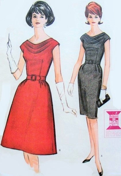 mccall's formal dress patterns 1960s CLASSY Draped Cowl Neckline Cocktail Evening Pattern McCALLS 7003 Full or Slim Skirt Versions Bust 32 Vintage Sewing Pattern FACTORY A wedding palette filled Color:Amalfi global-merch_drop-JAN26