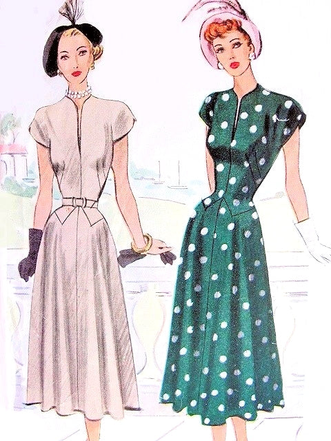1940s FLATTERING Dress Pattern McCALL 7204 Beautiful Shaped Slit Neckline, Flare Skirt Day or After 5 Dress Bust 32 Vintage Sewing Pattern