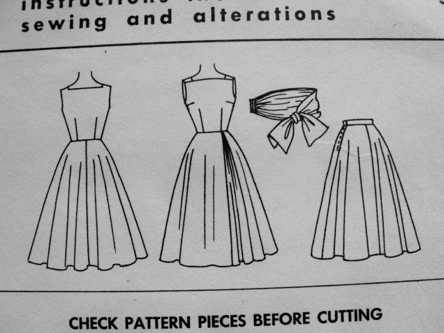 1950s Party Dress Cummerbund and Petticoat Pattern McCalls 4508 Lovely Square Neckline Full skirted Cocktail Evening Dress Bust 32 Vintage Sewing Pattern FACTORY FOLDED