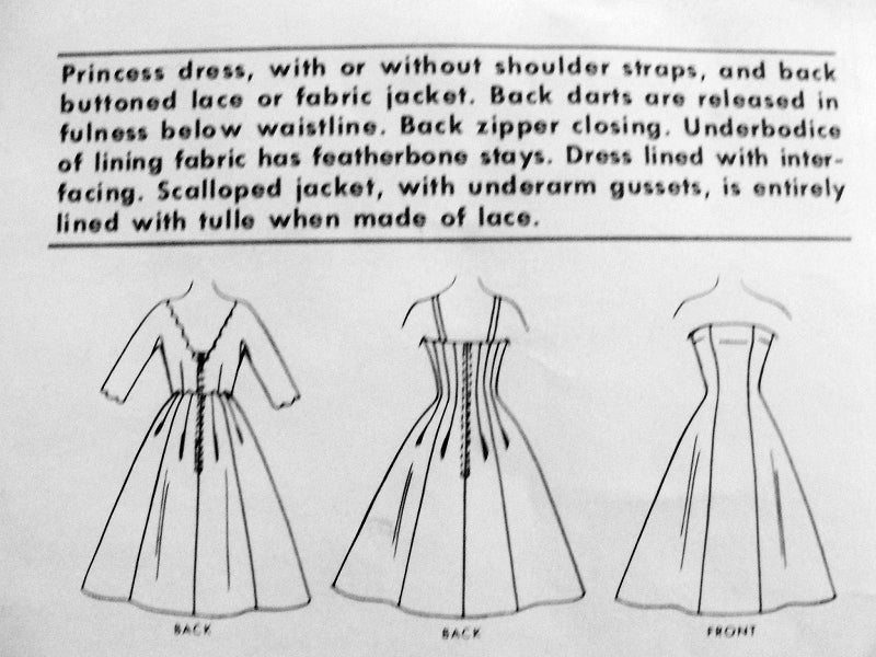 1950s Evening Cocktail Party Dress Pattern McCalls 4730 Sybil Connolly Exclusive Design Princess Dress and Jacket Bust 34 Vintage Sewing Pattern
