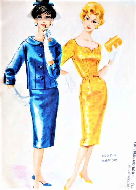 1950s STUNNING Cocktail Party Evening Dress Pattern McCALLS 5181 Hannah Troy Sweetheart Neckline Wiggle Sheath Dress and Jacket Bust 33 Vintage Sewing Pattern FACTORY FOLDED