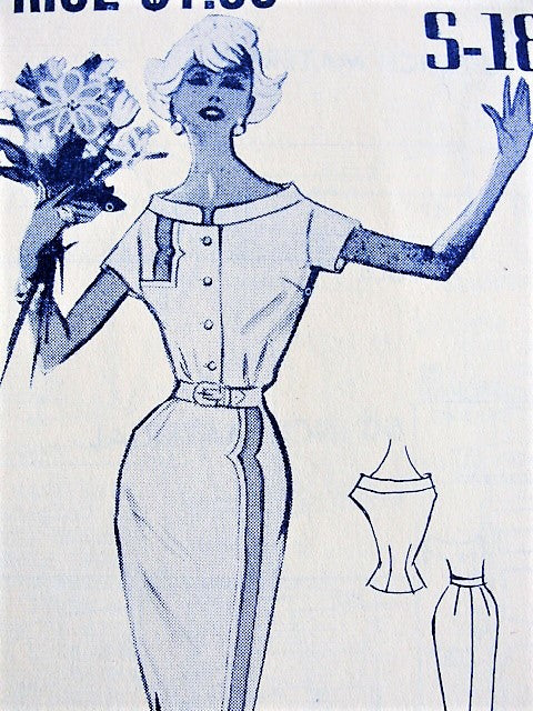 1950s CHIC Casual Dress Modes Royale 187 Vintage Sewing Pattern Bust 34