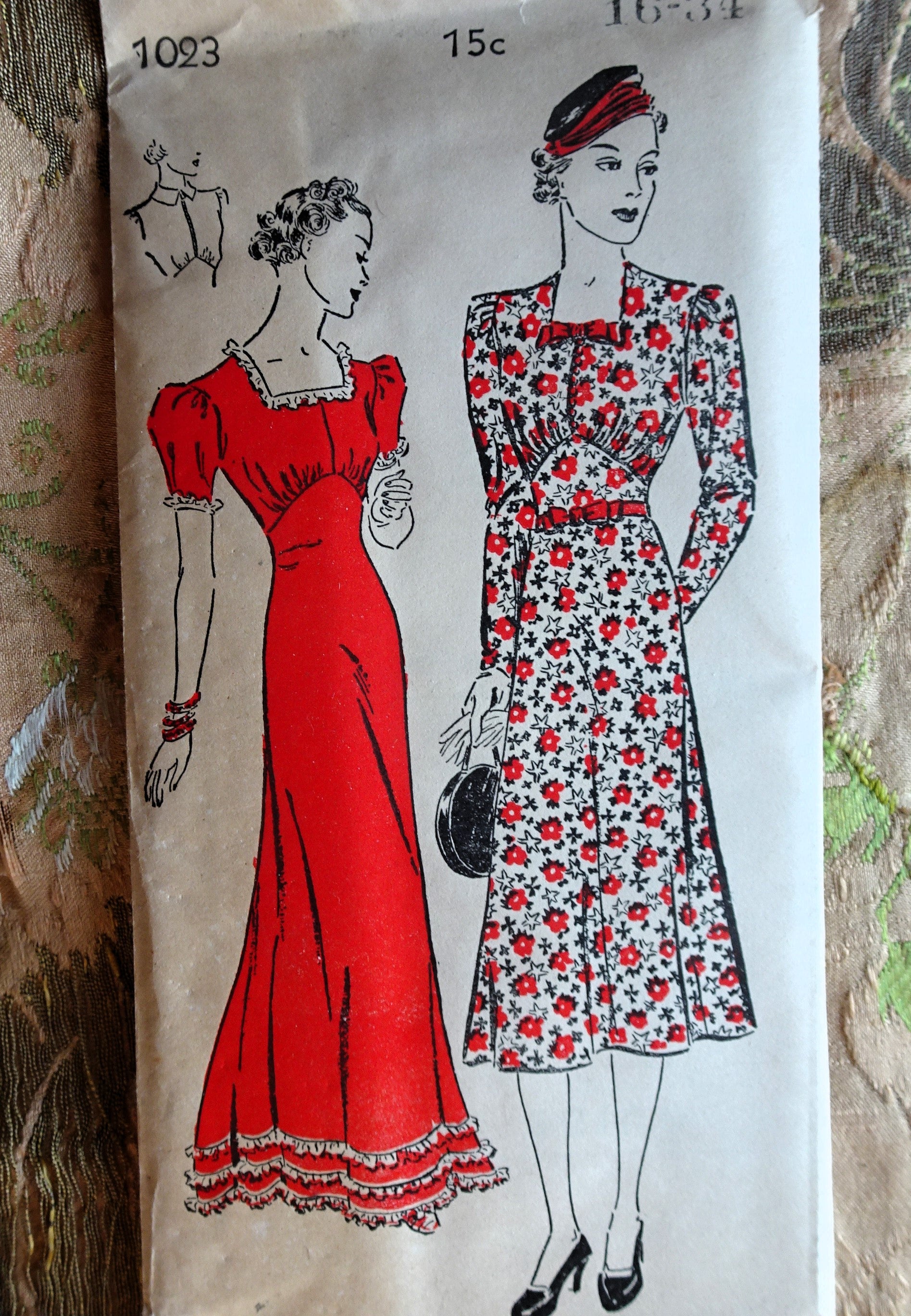 1930s BEAUTIFUL Dress Pattern NEW YORK 1023 Dinner Dress, Evening Gown – So Vintage Patterns