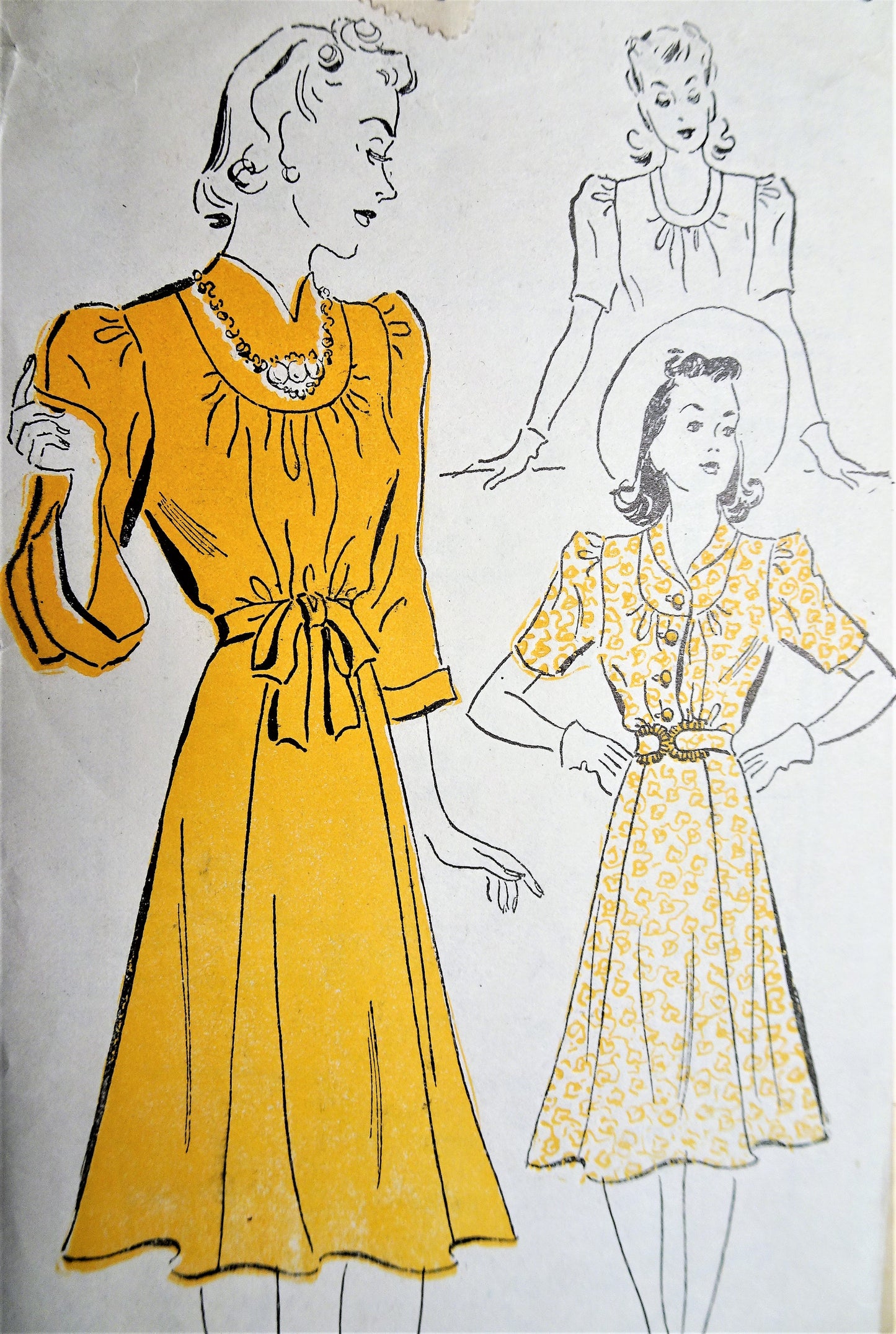 1930s NEW YORK 1491 Dress Pattern Bust 38 Vintage Sewing Pattern