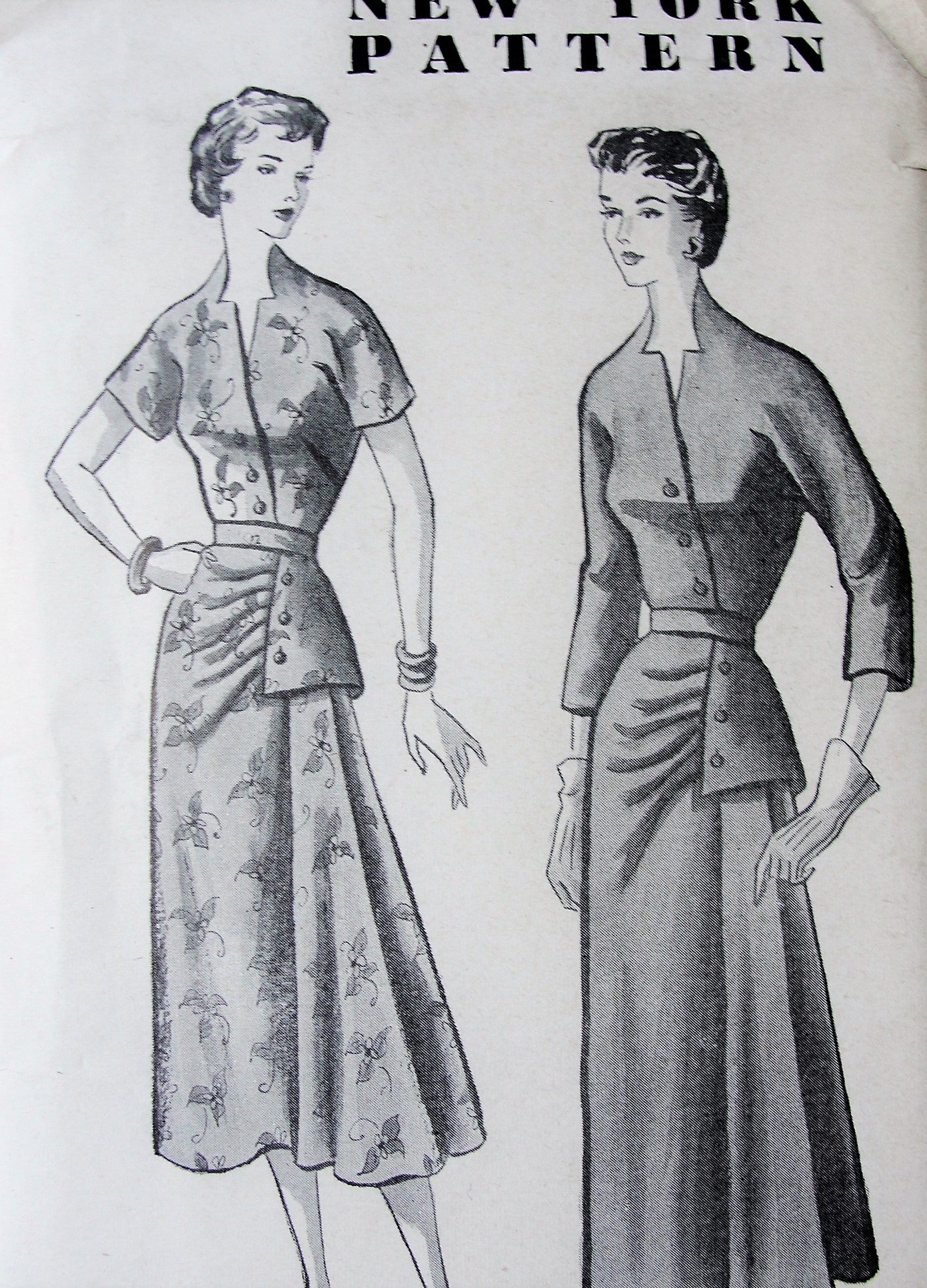 1940s STUNNING Cocktail Party Dress Pattern NEW YORK 825 Louise Scott Designed UNIQUE Side Peplum Dress, Notched Neckline Bust 30 Vintage Sewing Pattern FACTORY FOLDED