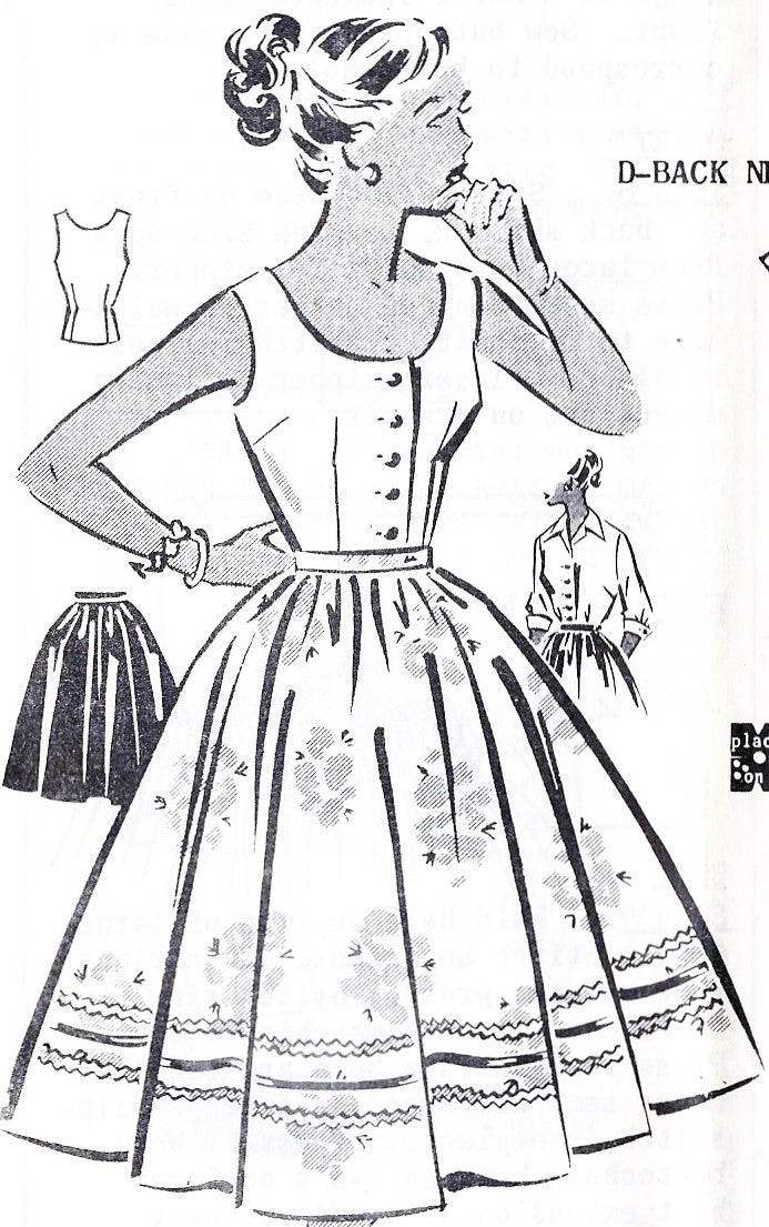 LOVELY 1950s Blouses and Full Skirt Pattern PATT-O-RAMA 1338 Two Pretty Blouse Styles, Beautiful Gathered Skirt, Bust 34 Vintage Sewing Pattern FACTORY FOLDED