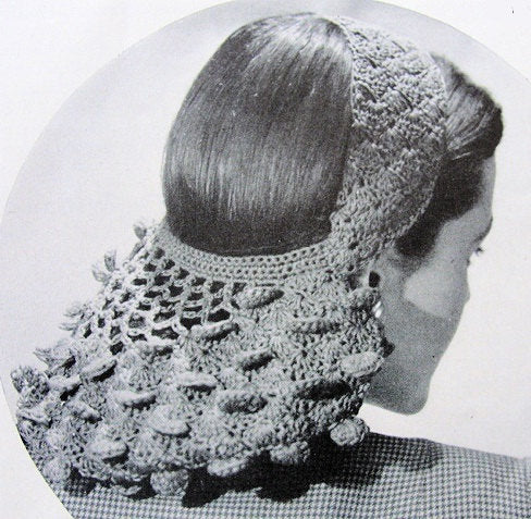 INSTANT DOWNLOAD PDF Pattern 1940s Vintage Crochet Hat Pattern Petal Snood Headband Hairband Crochet Hair Net