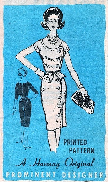 1960s STYLISH Daytime or After 5 Slim Dress Pattern PROMINENT Designer 334 Side Button Figure Hugging Dress Perfect Little Black Dress Bust 34 Vintage Sewing Pattern FACTORY FOLDED