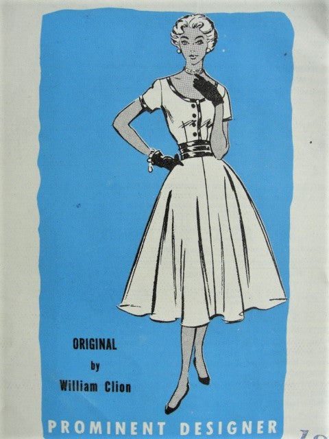 1950s LOVELY Dress Prominent Designer 357 Bust 30 Vintage Sewing Pattern