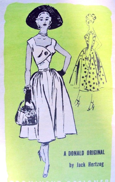 1950s BEAUTIFUL Dress Pattern PROMINENT Designer 764 Day or Party Dress, Sweetheart Neckline Unique Faux Bolero Effect Full Flattering Skirt Bust 30 Vintage Sewing Pattern