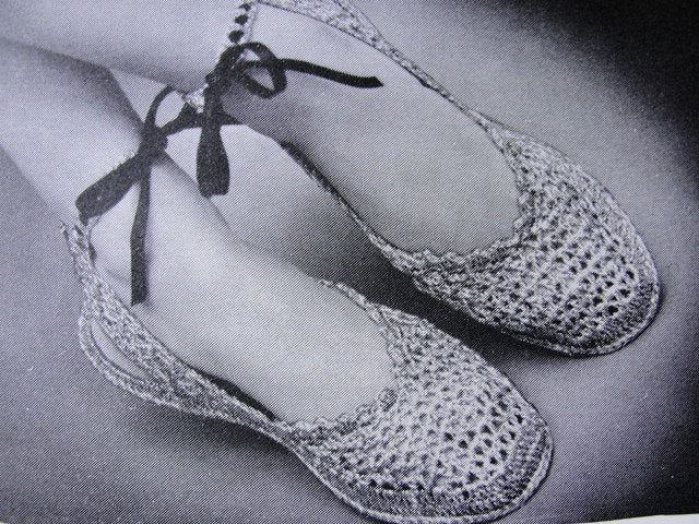 INSTANT PDF Vintage Crochet Pattern 1940s Shoes Ballet Flats Slippers Crocheted Sandal Perfect For Beach Summer