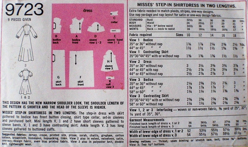 1970s Dress Pattern SIMPLICITY 9723 Puff Sleeve Step In Dirndle Skirt Shirtdress Mini or Maxi Bust 36 Vintage Sewing Pattern UNCUT