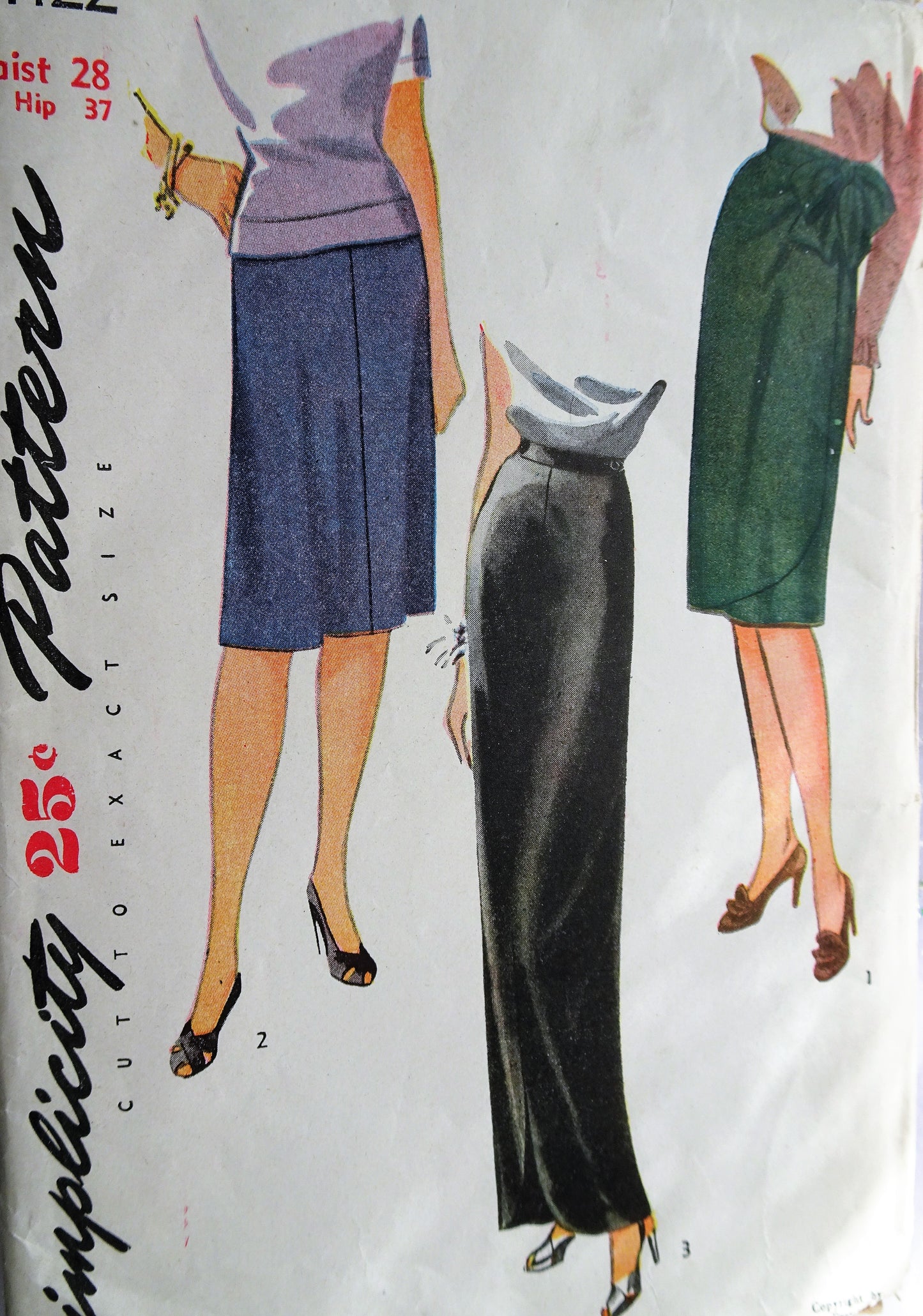 1940s Vintage LOVELY Wrap Around Skirt in Three Styles with Optional Bow Simplicity 1122 Sewing Pattern