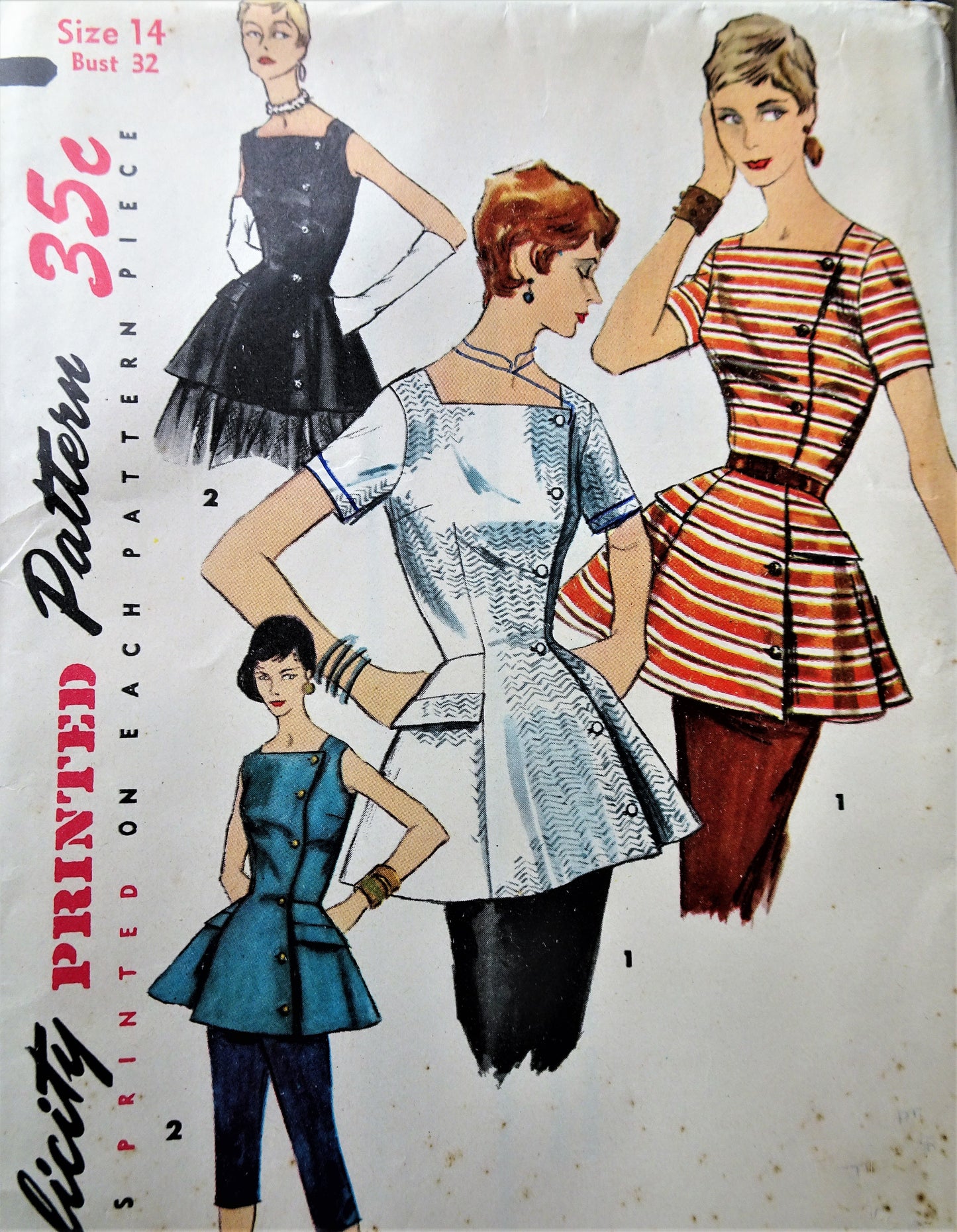 1950s FABULOUS Tunic Blouse Pattern SIMPLICITY 1387 Day or Evening Versatile Overblouse, Bust 32 Vintage Sewing Pattern FF