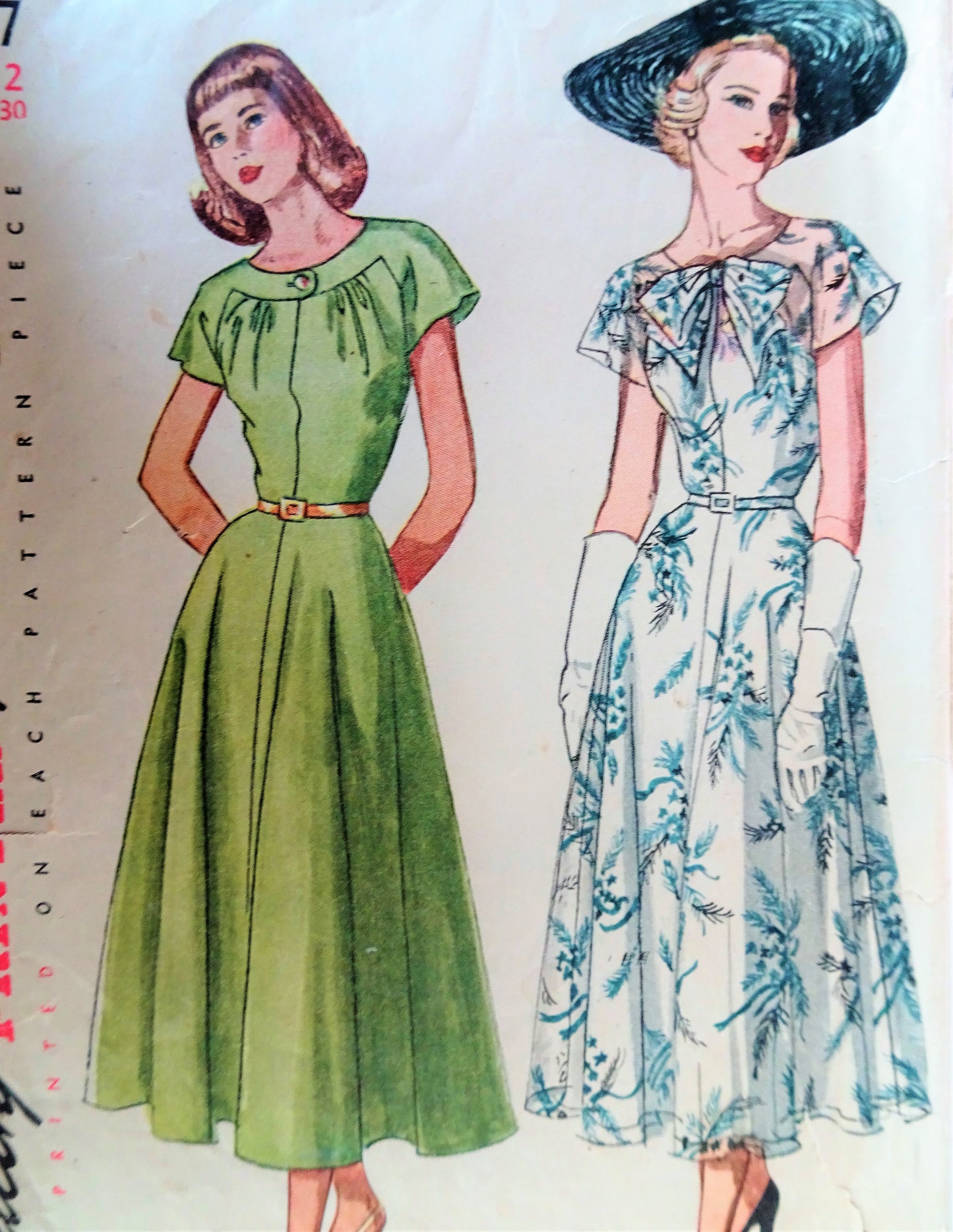 1940s BEAUTIFUL Day or Party Dress Pattern SIMPLICITY 2507 Bust 30 Vintage Sewing Pattern