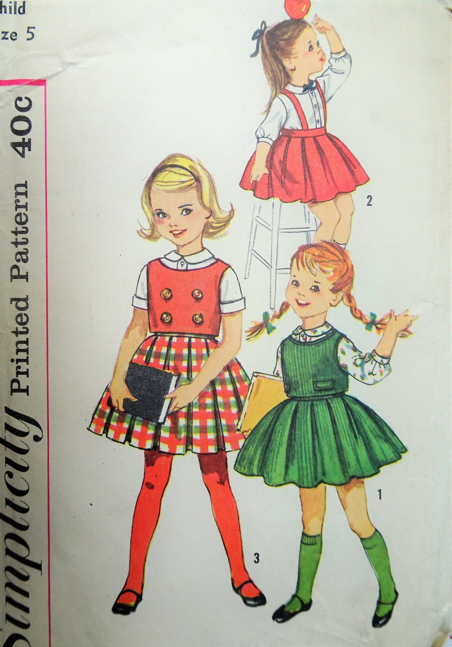 1960s DARLING Little Girls Blouse,Top and Skirt Pattern SIMPLICITY 3614 Cute Styles Size 5 Childrens Vintage Sewing Pattern