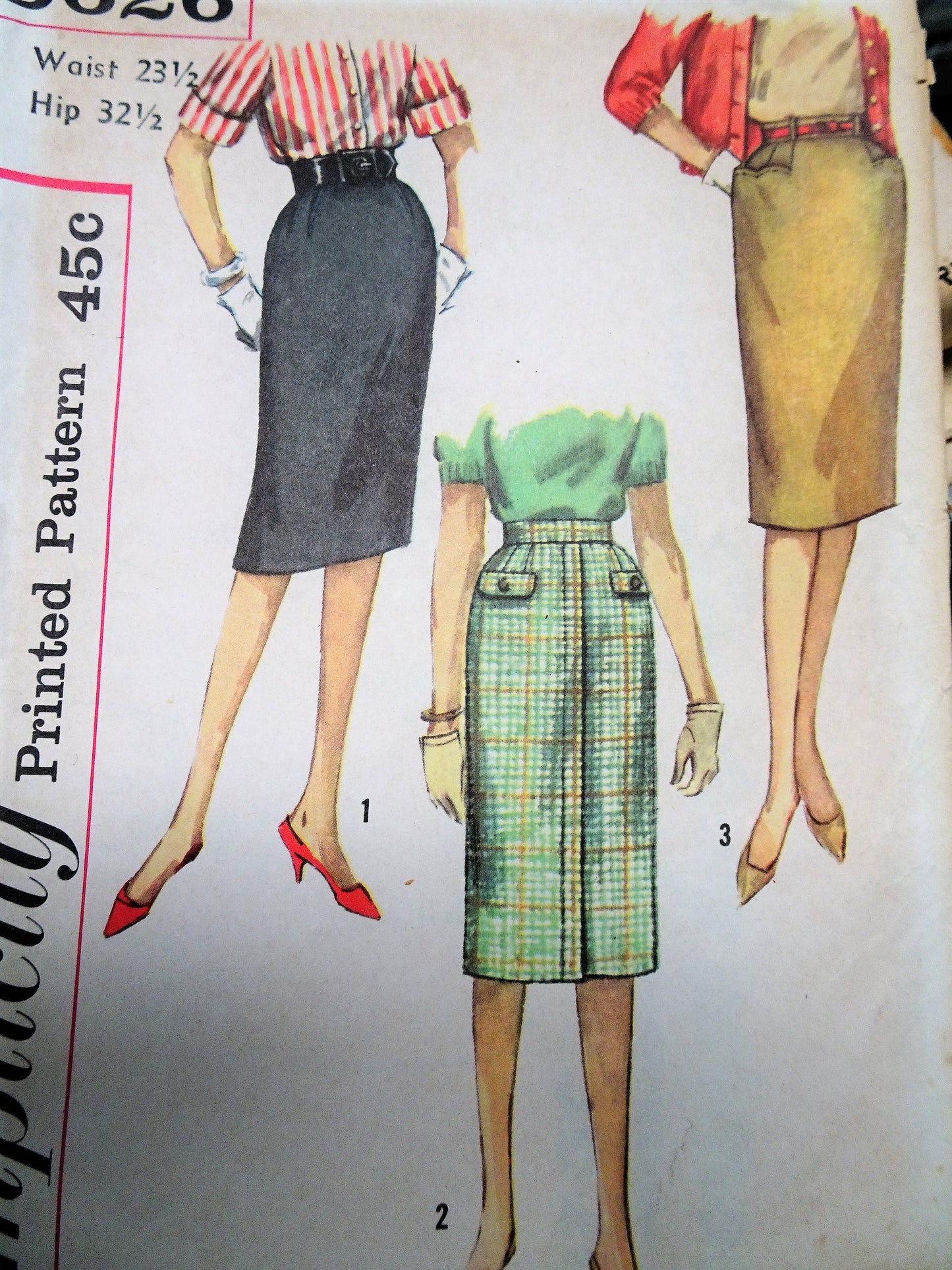 1960s FAB Set of Slim One Yard Skirts Pattern SIMPLICITY 3626 Three Great One Yard Skirt Styles Waist 23.5 Vintage Sewing Pattern FACTORY FOLDED