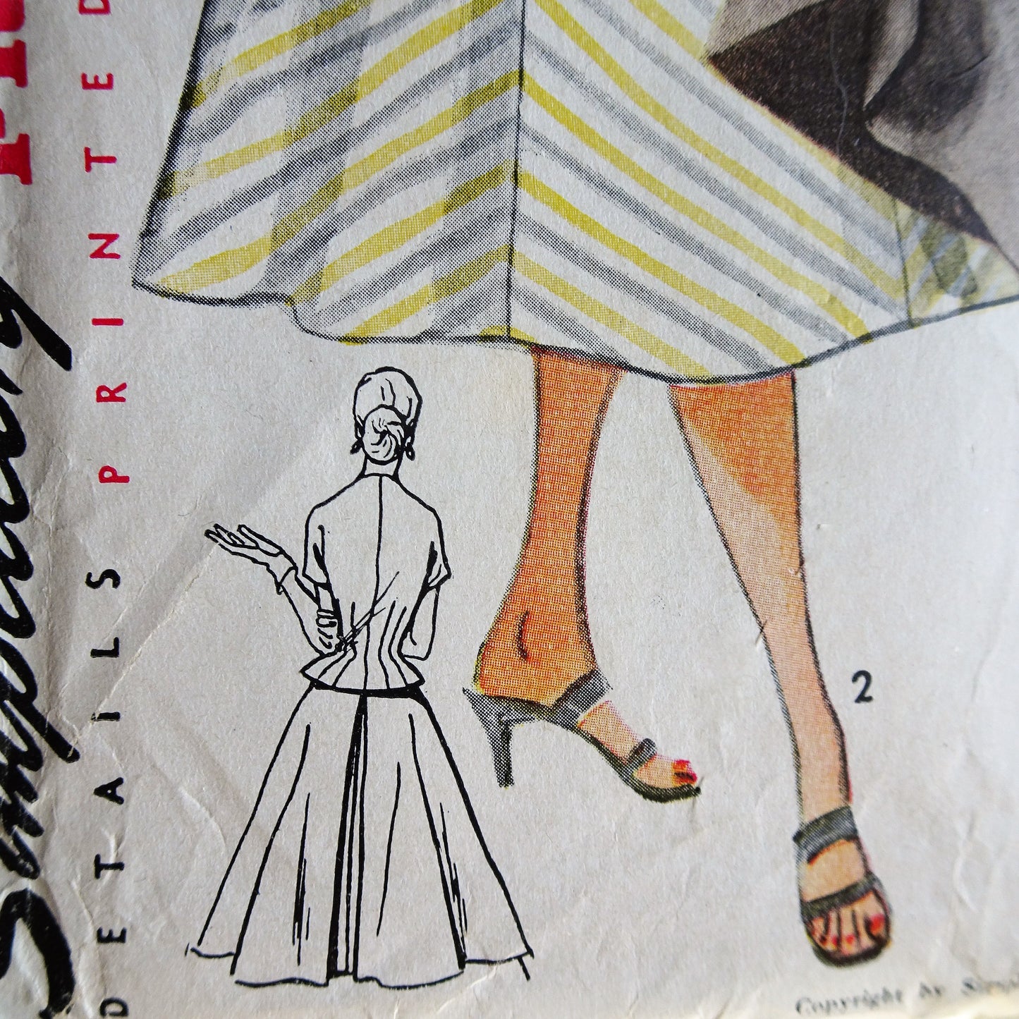 1950s BEAUTIFUL Full Skirt Suit or 2 Pc Dress Pattern SIMPLICITY 3946 Flattering Nip in Waist Jacket, Lovely Skirt Design, Bust 32 Vintage Sewing Pattern