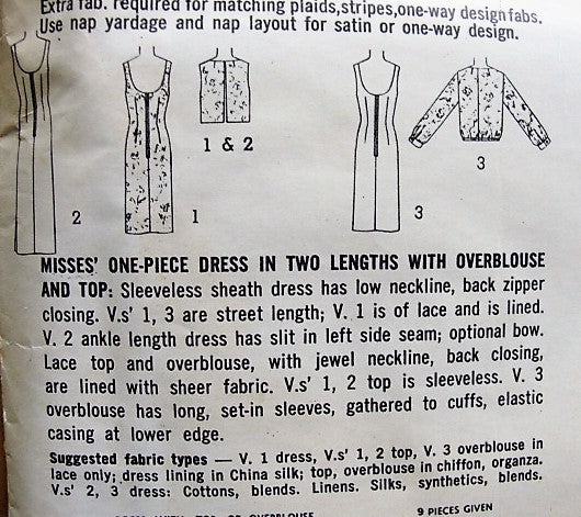 1960s ELEGANT Slim Sheath Evening Dress and Overblouse Pattern SIMPLICITY 5698 Very AUDREY HEPBURN Style Bust 32 Vintage Sewing Pattern