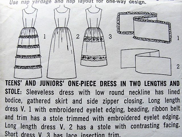 1960s PRETTY Prom Special Occasion Dress and Stole Pattern SIMPLICITY 5846 Two Lengths Dress or Gown Bust 36 Vintage Sewing Pattern UNCUT