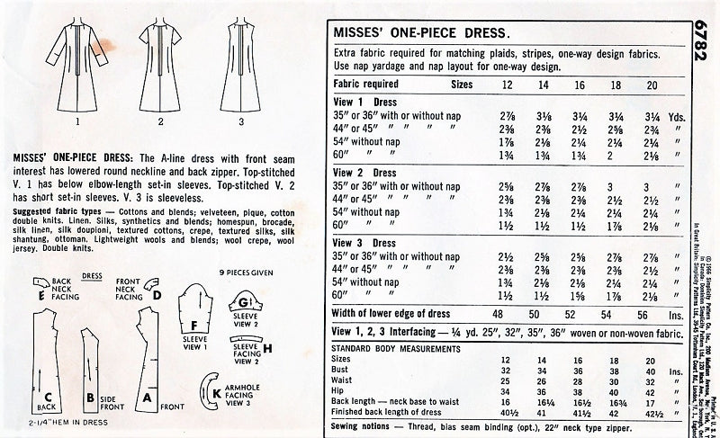 1960s CUTE Mod Dress Pattern SIMPLICITY 6782 A Line Shift Day or Cocktail Dress 3 Versions Bust 32 Vintage Sewing Pattern FF