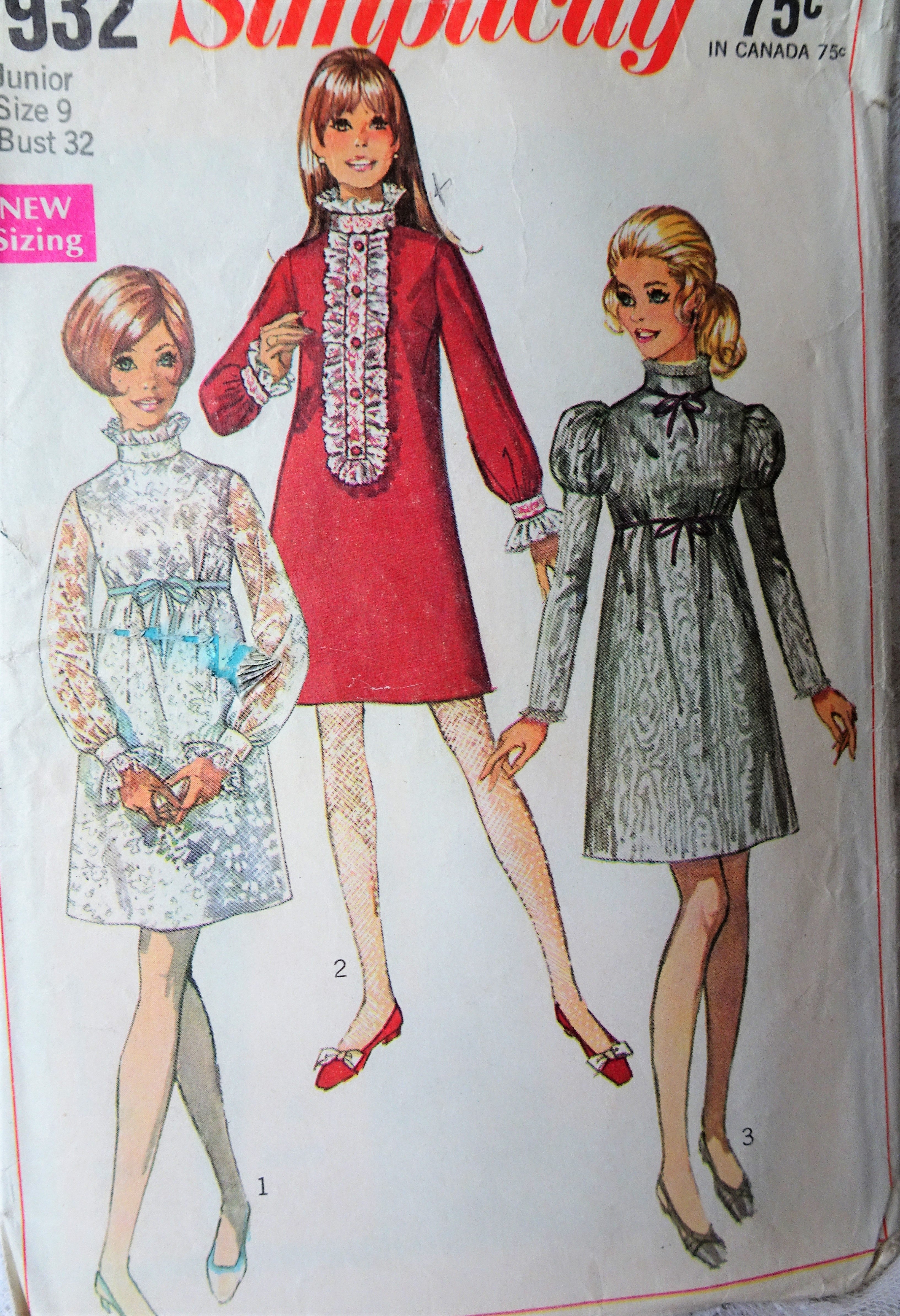 1960s MOD A Line Dress Pattern SIMPLICITY 7932 Cute Empire Waist Dress – So Vintage Patterns