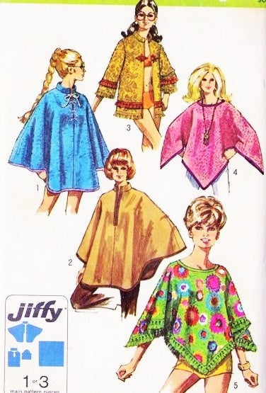 70s Mod Poncho in 2 Lengths BEACH TOWEL JACKET and Cape Pattern Simplicity 8850 Size Small Vintage Sewing Pattern