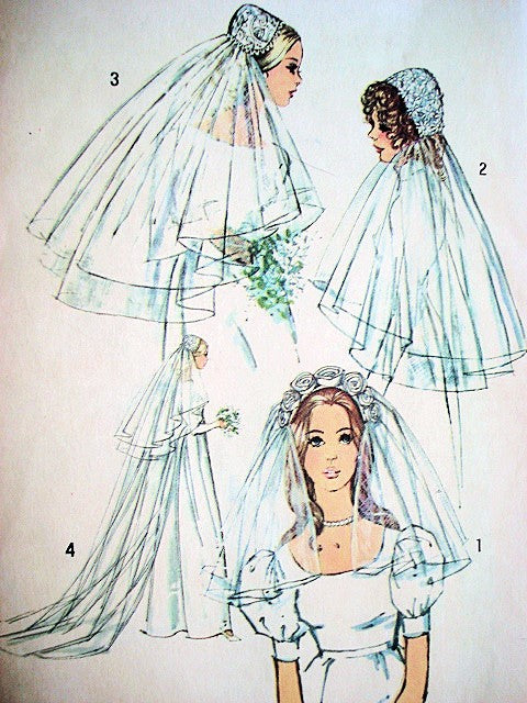 DREAMY Bridal Millinery Pattern SIMPLICITY 9826 Lovely Headpieces with Veil in Three Lengths, One Size, Vintage Sewing Pattern