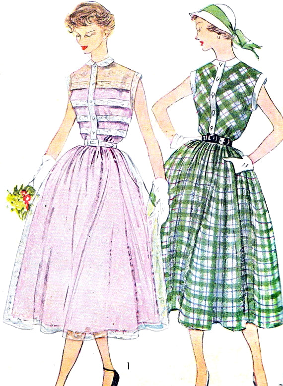 1950s LOVELY Dress Pattern SIMPLICITY 3252 Feminine Day or Party Dress, Two Styles, Pin Tucked Bodice Version, Perfect For Sheer Fabrics,Bust 30 Vintage Sewing Pattern