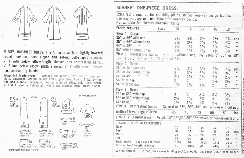 1960s MOD A Line Dress Bell Sleeves Pattern Simplicity 6634 Easy To Sew Vintage Sewing Pattern Bust 32 FACTORY FOLDED