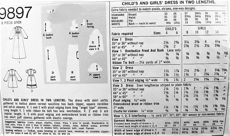 1970s CUTE Girls Party Dress Pattern SIMPLICITY 9897 Three Styles Size 8 Vintage Childrens Sewing Pattern
