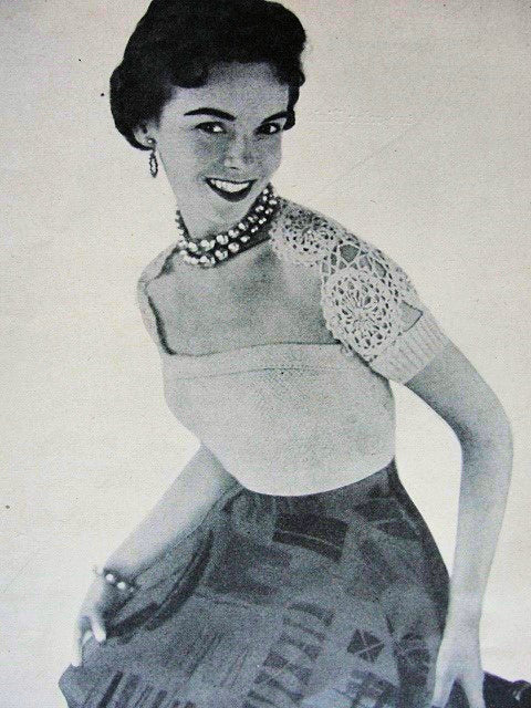 INSTANT PDF PATTERN 1950s Hamaca Shrug Sweater, Strapless Bodice, Bombshell Style, Vintage Knitting Crochet Pattern