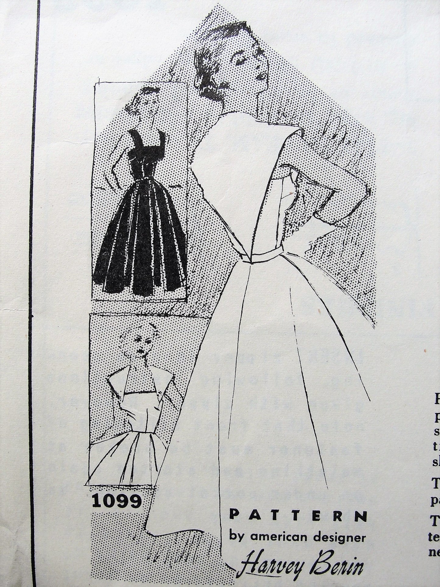 1950s BEAUTIFUL Harvey Berin Party Evening Dress and Cape Pattern SPADEA 1099 Flattering Full Skirt Dress and Capelet Bust 32 Vintage Sewing Pattern