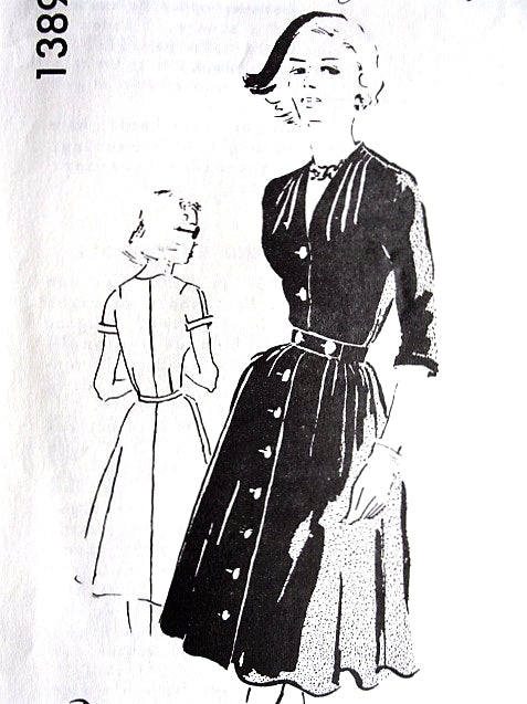 1950s Evening Cocktail Dress Pattern Spadea American Designer 1389 Beautiful Front Button Dress Day or Party B 35 Vintage Sewing Pattern FF