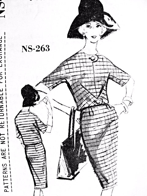 1960s Chic 2 Pc Slim Dress Pattern SPADEA 263 Irene Gilbert of Ireland Design Bust 35 Vintage Sewing Pattern