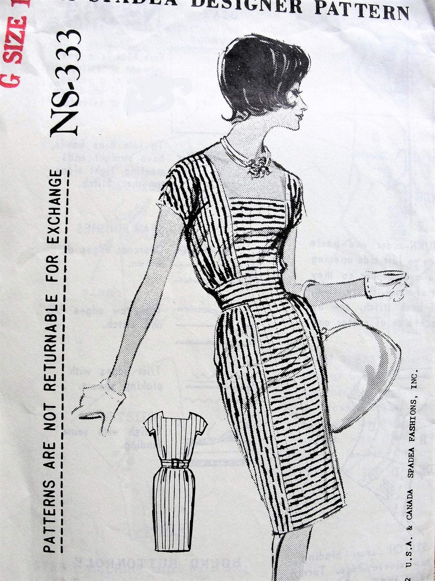 1960s STYLISH Irene Gilbert Slim Dress Pattern SPADEA 333 Lovely Daytime or After 5 Dress Bust 41 Vintage Sewing Pattern
