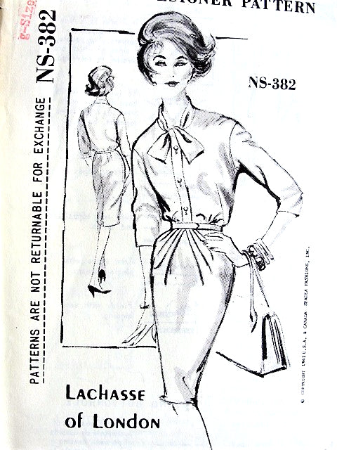 1960s ELEGANT Lachasse Go Any Where Dress Pattern SPADEA Designer NS-382 Slim Dress Day Into Cocktail Hour Bust 34 Vintage Sewing Pattern FACTORY FOLDED