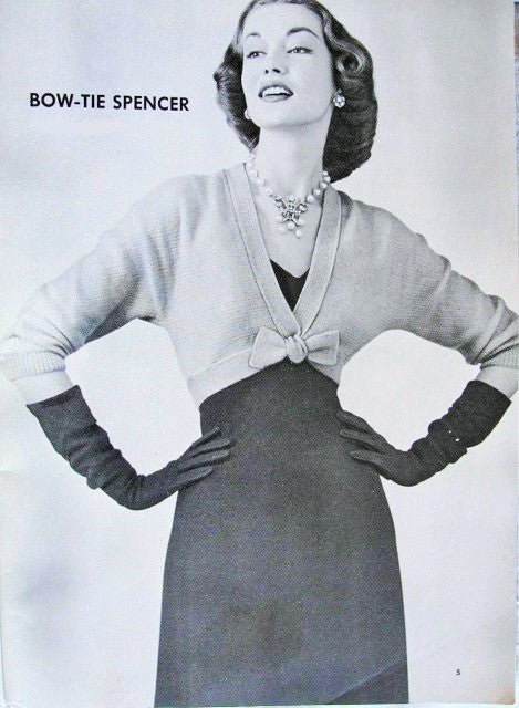 INSTANT PDF PATTERN 1950s Classy Bow Tie Spencer Knit Sweater Jacket Vintage Knitting Pattern