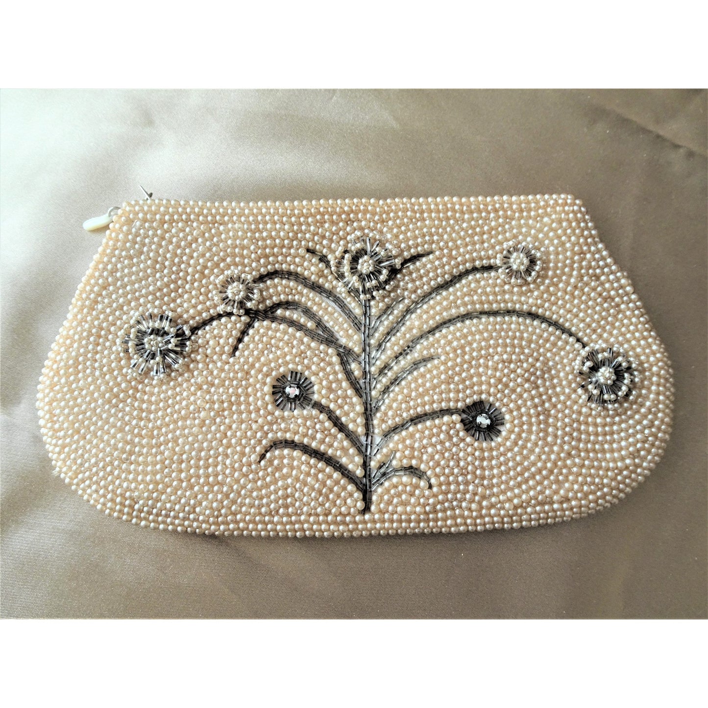 GORGEOUS 1920s Art Deco French Beaded Purse Evening Bag,Pearl and Glass Beads, Collectible Antique Purses, Bridal Handbags