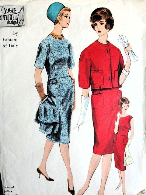 1960 FABULOUS FABIANI Slim Dress and Shortie Jacket Pattern VOGUE Couturier Design 1006 Classy Day or Cocktail Party Bust 34 Vintage Sewing Pattern