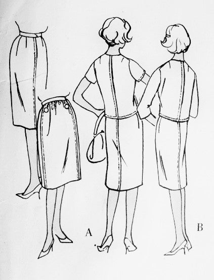 1960s Day or Cocktail Dress Pattern VOGUE COUTURIER Design 1050 Designer Ronald Paterson Slim 2 Pc Dress, Blouse Top and Skirt Bust 32 Vintage Sewing Pattern