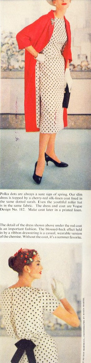 50s STUNNING Slim Dress and Coat Pattern VOGUE COUTURIER Design 112 Striking Bloused Back Sheath Kimono Sleeve Coat Bust 32 Vintage Sewing Pattern
