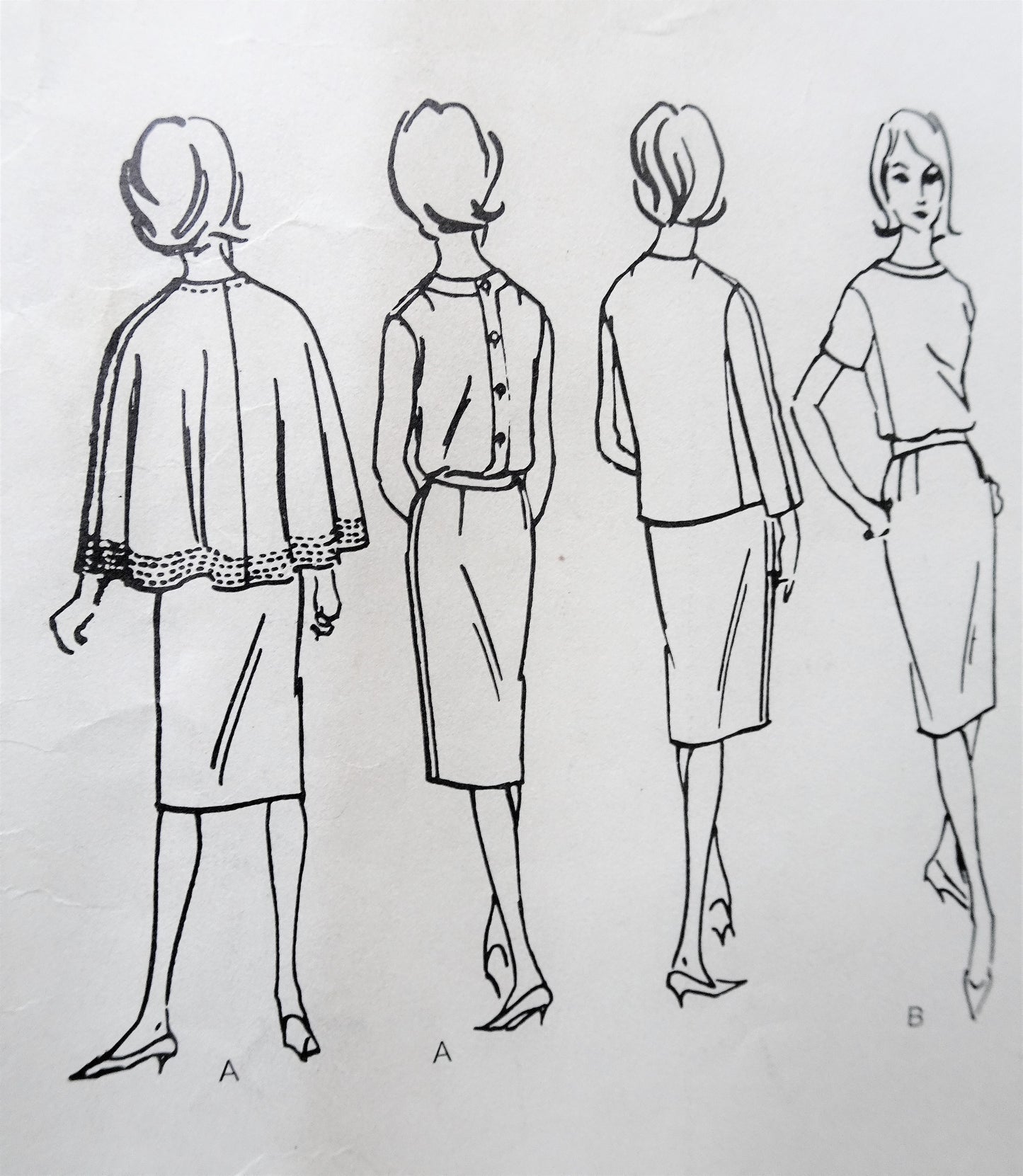 1960s NINA RICCI 3 Pc Suit Pattern VOGUE PARIS ORIGINAL 1255 Unique Optional Cape Back Fitted Jacket, Blouse and Slim Skirt Ultra Sophisticated Bust 36 Vintage Sewing Pattern
